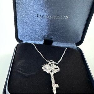 Tiffany & Co. Silver Ornate Key Pendant Necklace